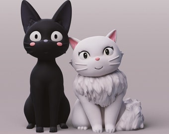 Jiji & Lily Figure – 3D Printed Cat Statue from Kiki’s Delivery Service Anime