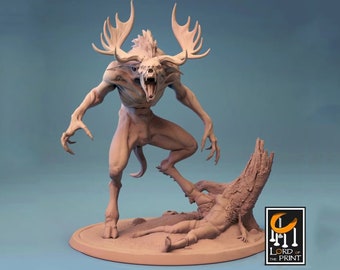 Wendigo Beast Monster Miniature – DnD 28mm 32mm Tabletop RPG Figurine | 3D Printed Resin Unpainted | Premium Fantasy dnd Miniature Mini D&D