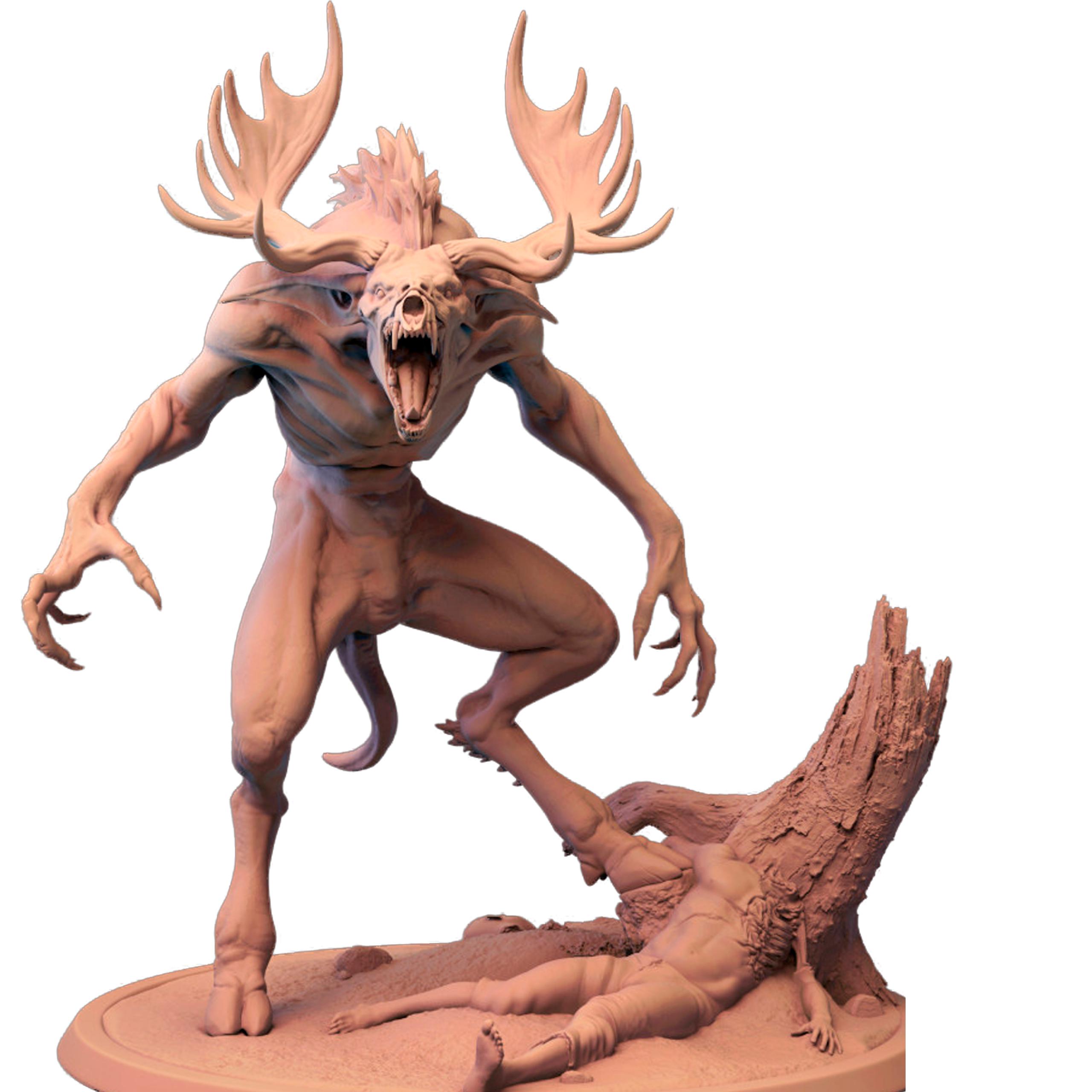Wendigo Beast Monster Miniature – Dnd 28mm 32mm Tabletop RPG Figurine ...