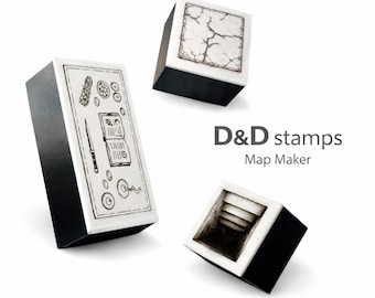 RPG Map Stamps Set + Ink – 25 Fantasy Symbols for D&D, Pathfinder, Tabletop RPG Dungeon Map Maker, Game Master Tool, Miniatures Accessories