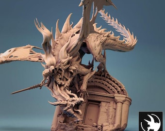 D&D Cursed Dragon Tabletop RPG Figurine | 3D Printed Resin Unpainted | Premium Fantasy dnd Miniature