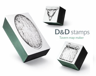 RPG Map Stamps Set – 25 Tavern Symbols with Ink | D&D Compatible | Tabletop RPG Dungeon Tool | Dragons Mini 5e #3 Create RPG maps in minutes