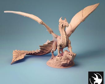 Brass Dragon Miniature – DnD 28mm 32mm Tabletop RPG Figurine | 3D Printed Resin Unpainted | Premium Fantasy dnd Miniature Mini Figure