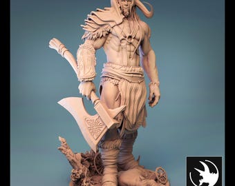 Frost Storm Ice Giant Goliath Barbarian Miniature – DnD 28mm 32mm Tabletop RPG Figurine | 3D Printed Resin Unpainted | Premium Fantasy D&D