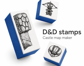 RPG Map Stamps Set – 25 Castle Symbols with Ink | D&D Compatible | Tabletop RPG Dungeon Tool | Dragon Mini 5e #4 Create RPG Maps In Minutes