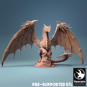 Ancient Red Dragon v2 Premium Miniature – DnD 28mm 32mm Tabletop RPG Figurine | 3D Printed Resin Unpainted | Premium Fantasy dnd Miniature