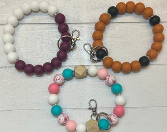 silicone beaded wristlet, silicone bead key chain, beaded keychain, silicone keychain, wristlet keychain, silicone wristlet