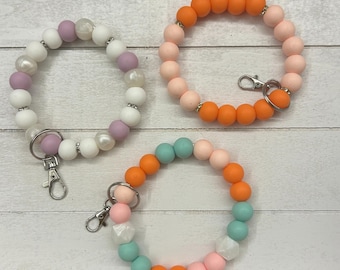 silicone beaded wristlet, silicone bead key chain, beaded keychain, silicone keychain, wristlet keychain, silicone wristlet