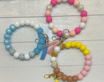 silicone beaded wristlet, silicone bead key chain, beaded keychain, silicone keychain, wristlet keychain, silicone wristlet