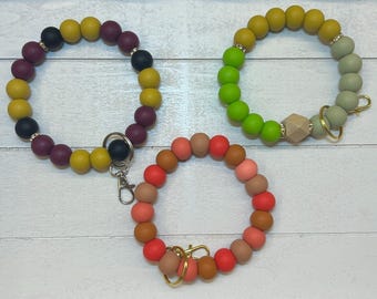 silicone beaded wristlet, silicone bead key chain, beaded keychain, silicone keychain, wristlet keychain, silicone wristlet