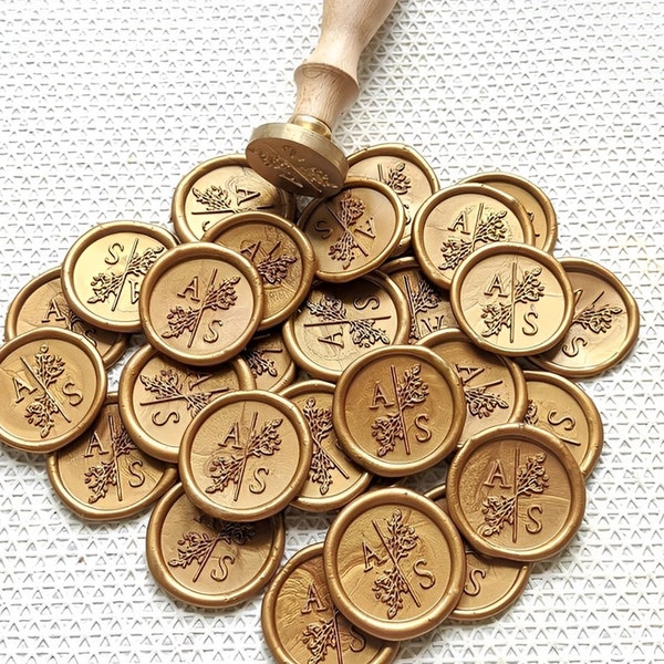 Sellos de cera personalizados para bodas, sellos de cera hechos a mano, sellos de cera con iniciales, sellos de cera con monogramas, sellos de cera autoadhesivos con monogramas.