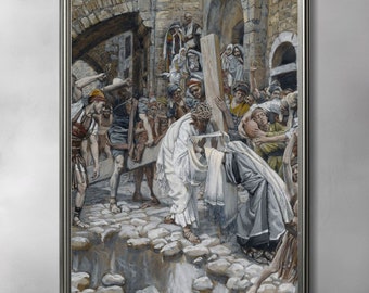 A Holy Woman Wipes the Face of Jesus by James Tissot, art print from the original oil painting religious historic vintage easter crucifixion