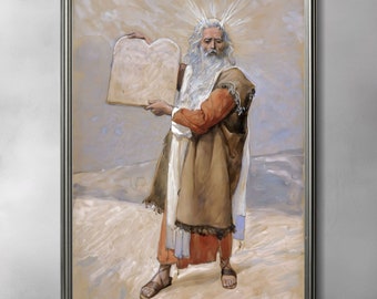 Moses and the Ten Commandments by James Tissot, artprint from the original painting religious historic vintage gift Jesus life bible history