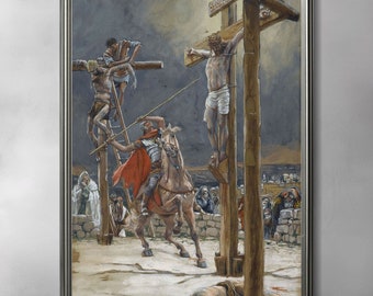 The Strike of the Lance by James Tissot, artprint from the original painting religious historic vintage easter gift Jesus Christ crucifixion