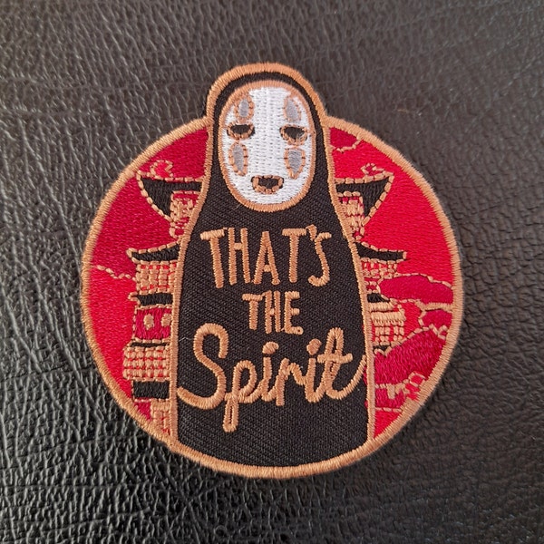 Thats The Spirit Embroidered Patch  Japanese Anime Iron On Patch  Round Clothing Applique  Magical Animation Patch