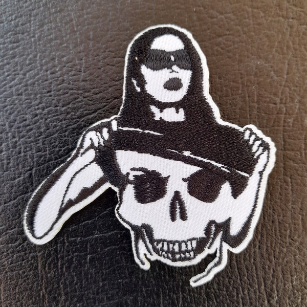 Dead Inside Embroidered Patch - Black & White Iron On Patches - Emo Goth - Skeleton Skull Punk Decals - Dark Humour Patches