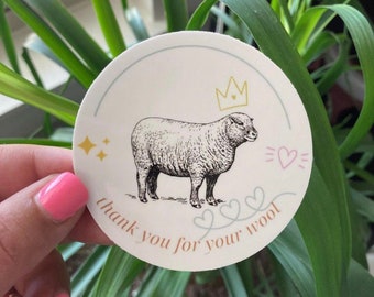 thank you for your wool sticker 3x3 inch