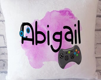 Personalised gamer cushion | Personalised gaming cushion | gift for girls | gaming room | girl gamer | gaming accessories | gaming pillow