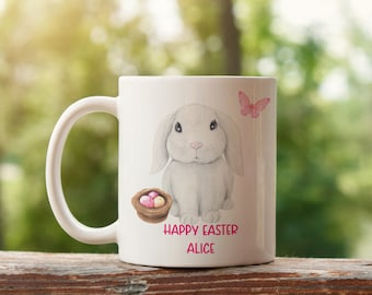 Personalised Easter Mug, Personalised Easter Gift, Easter Gift For Girls, Easter Bunny Cup, Personalised Rabbit Gift, Easter Cup