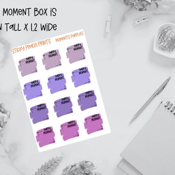 Purple tones happy moment digital planner sticker: instant download, print and cut stickers, PNG, memory keeping, memory planner, scrapbook