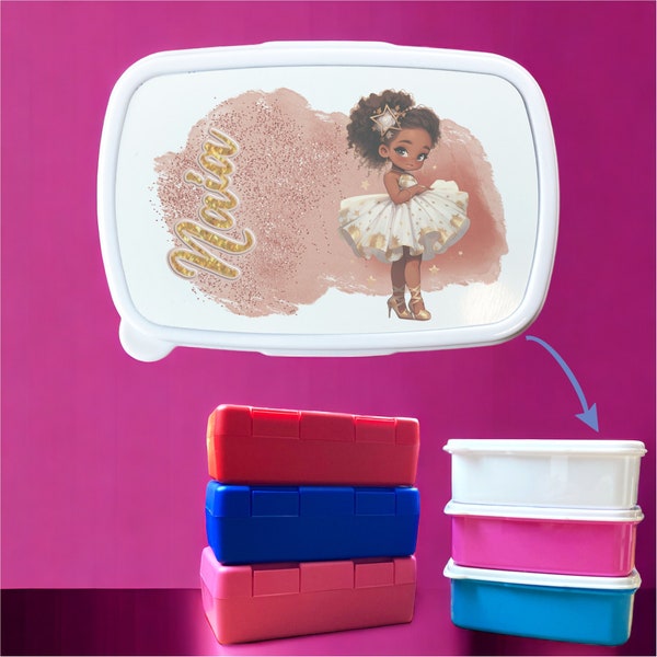 Boîte à goûter danseuse ballerine pour enfant  avec nom personnalisé/Lunch box / Cadeau enfant kit maternelle la boite pour sandwich, en-cas