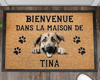 Personalized Dog Doormat, Welcome Entrance Mat, Cute Dog Portrait, Washable Thin Rubber Backing