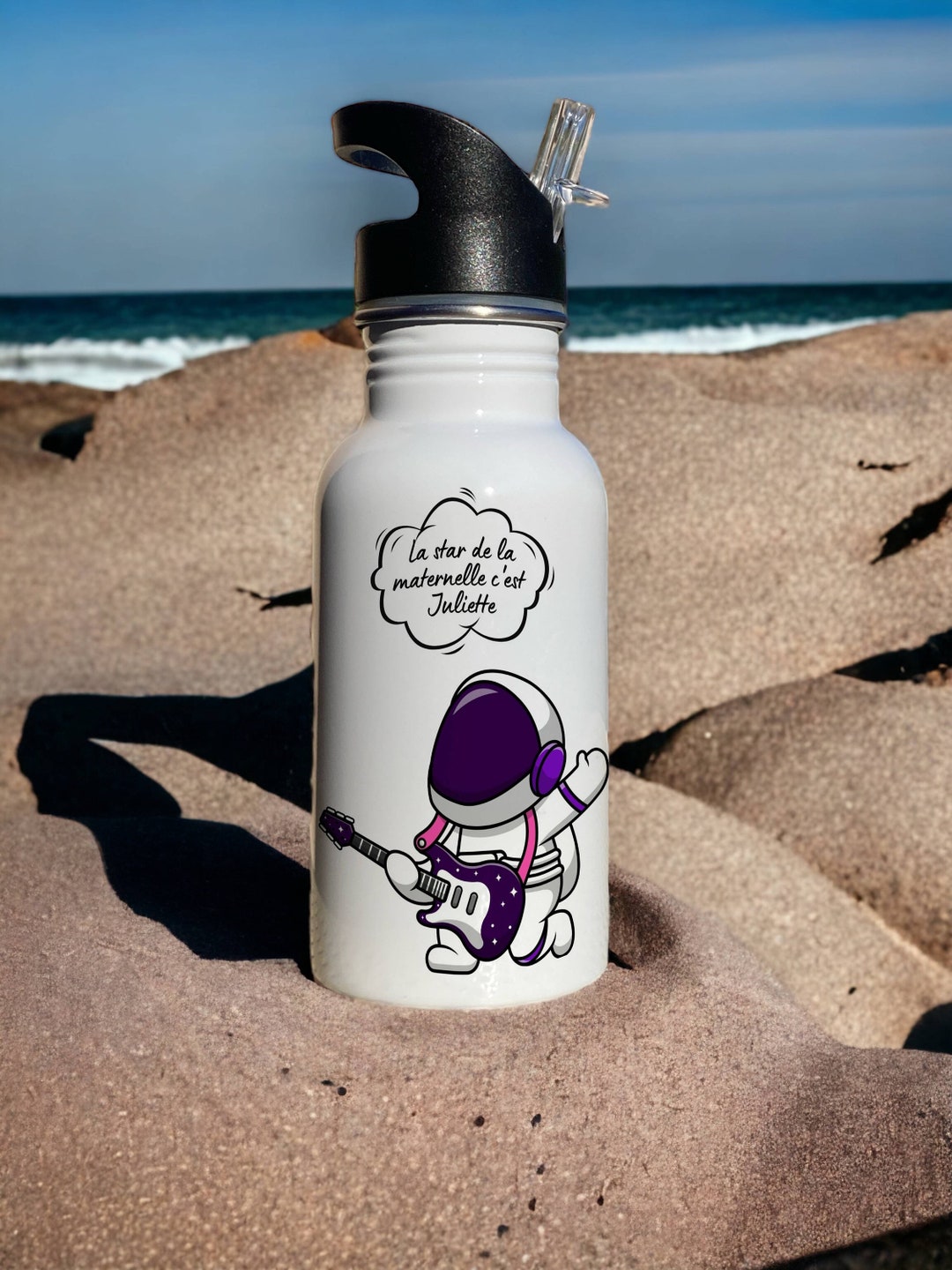 Astronaut Electric Guitar Water Bottle Personalized With the Etsy
