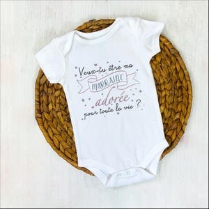 Body bébé marraine personnalisé : annonce bébé demande marraine adorée