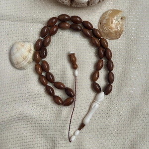 Handmade Kuka & Camel Bone Prayer Beads: 33-Bead Tasbih Misbaha