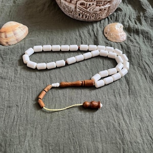 Handcrafted Camel Bone & Kuka Wood Misbaha – 33‑Beads Islamic Prayer Beads, Handmade Muslim Tasbih Gift
