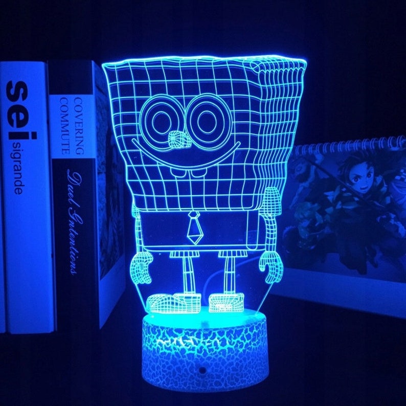 3D RGB Spongebob Night Light LED Light Kids Light Gift Etsy