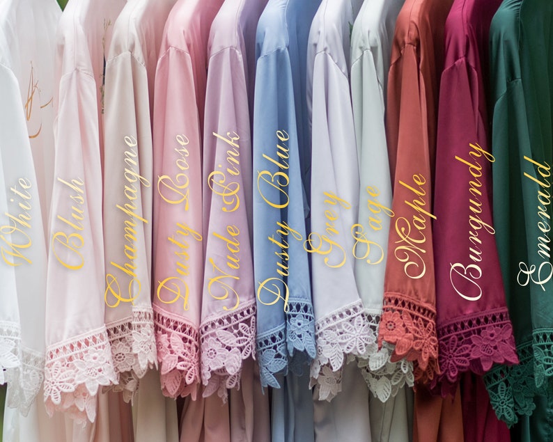 Various Event Robe Lace Satin Bridesmaid Robes: Personalized Bridal Party Gifts - Etsy