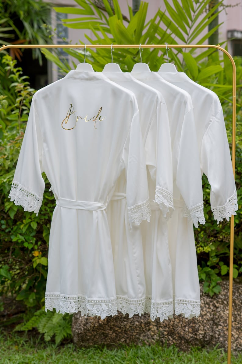 Rackl Robe Lace Satin Bridesmaid Robe: Personalized Bridal Party Gift - Etsy