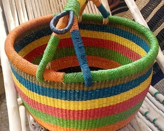 Bolga Grocery basket,Large basket, round basket,African Market basket, Bolgatanga...