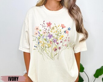 Comfort Colors® Boho Cottagecore Tshirt, Wildflowers T Shirt, Vintage ...