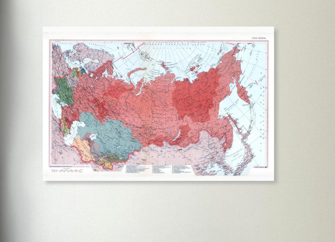 Cold War USSR Political Map - Soviet Union Poster [english Language] - Etsy