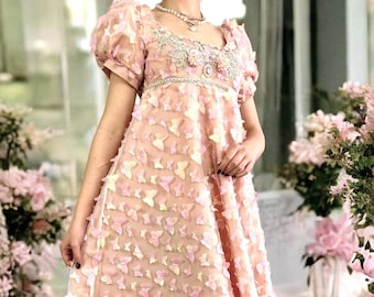 made to order regency gown inspired by Bridgerton.