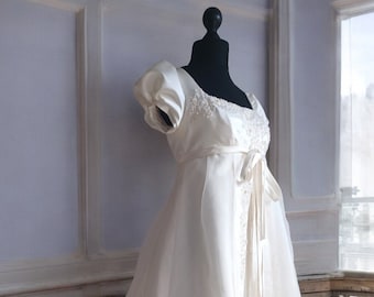 Regency-style Bridgerton Wedding Gown Ready for