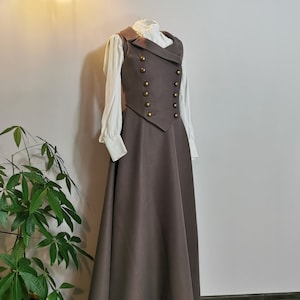 Edwardian Tweed Suit: Victorian Wool Vest and Skirt Set (Size S)