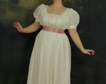 Regency Dress, Light Sense and Sensibility Cotton Muslin Dress Bridgerton