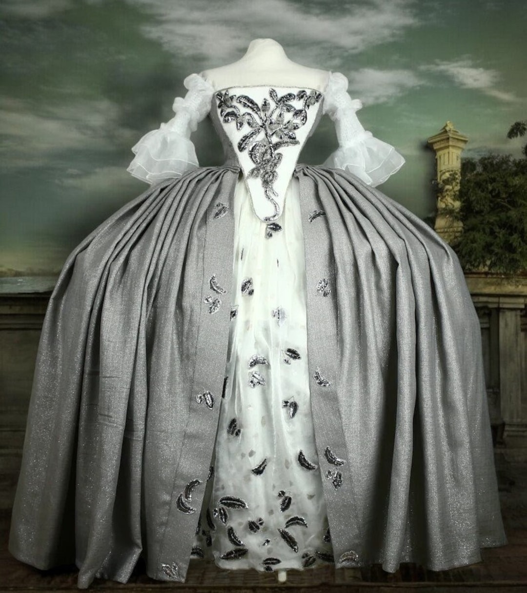 Outlander Claire Wedding Dress: Embroidered 18th Century Robe a La