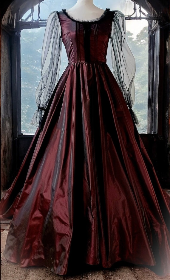 burgundy gothic dress Gothic Burgundy Lace Bolero with Victorian Bell Sleeves