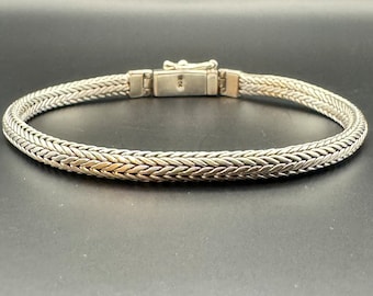 Garni 925 Sterling Silver Handmade Men's Wheat Link Masis Bracelet