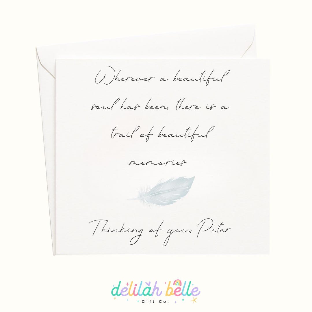 Personalized Feather Sympathy Card: Memorial Gift, Thinking of You ...