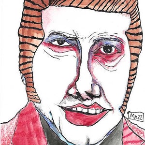 Carl : framed watercolor portrait