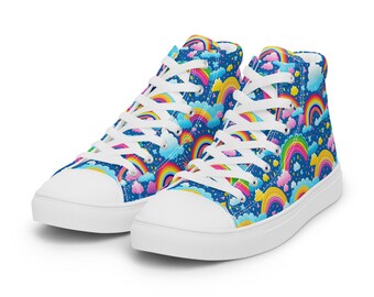 Printed Women's Canvas High Tops, sneakers, Trainers, Shoes - Rainbows