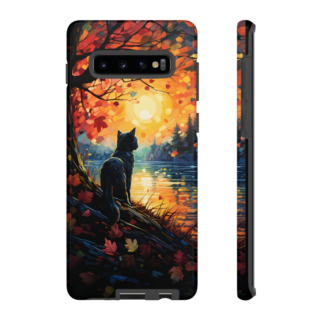 Fall Sunset Lakeside Black Cat Phone Case Cute Black Cat Etsy