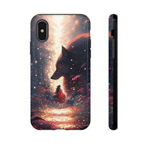 Cute wolf girl and wolf Phone case, Anime  cover for iPhone 15,14, 13,12, 11, Plus, Pro, Max, Samsung Galaxy S24, S23, S22, S21, S20, S10