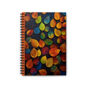 Bellissimo quaderno a spirale con foglie autunnali, quaderno colorato per studenti della stagione autunnale, diario sulla salute mentale, quaderno per scrittori, appunti giornalieri, carino