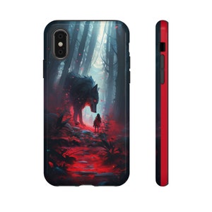 Anime wolf phone case, fantasy girl and wolf cover, iPhone Pro, Plus, Mini, X, XR, XS, Samsung Galaxy S24, S23, S22, S21, S20,S10,Pixel case